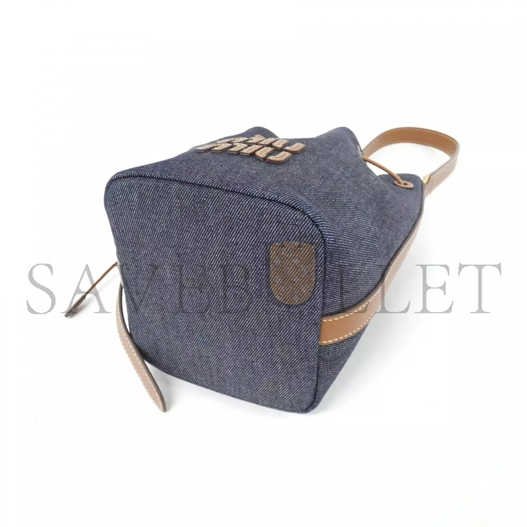 M1v M1v denim and leather logo bucket bag 5be089 (29*23*17cm)